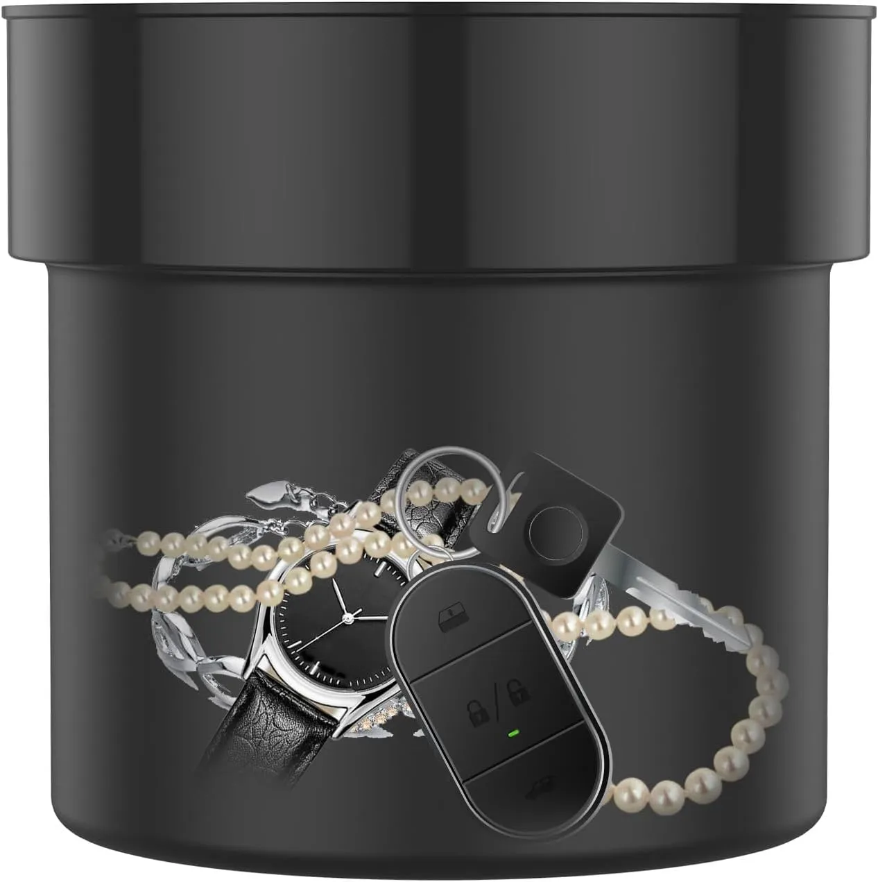 Flower Pot Diversion Safe with Key Lock, Secret Compartment Flower Pot with Fireproof Money Bag and Lock Secret Hidden Safe Metal Secret Flower Pot for Hiding Cash Keys Rings(Black)