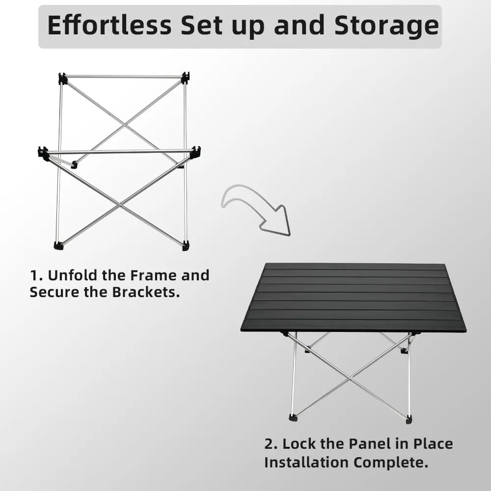 Folding Camping Table Ultralight Aluminum Portable Beach Table with Carry Bag for Camping Hiking BBQ Outdoor Picnic(L)