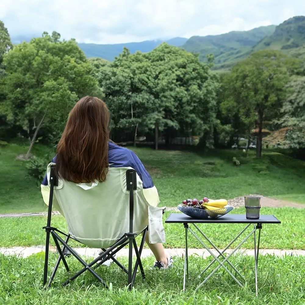 Folding Camping Table Ultralight Aluminum Portable Beach Table with Carry Bag for Camping Hiking BBQ Outdoor Picnic(L)