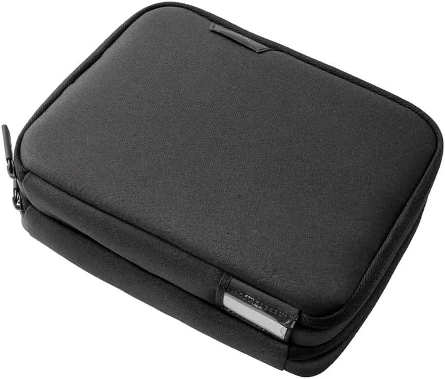Folio Max Double Layer Tech Pouch for Personal, Family, Work Travel Cable Organizer for Electronic Essentials, Chargers & Tech Accessories, with Label Identification in Black