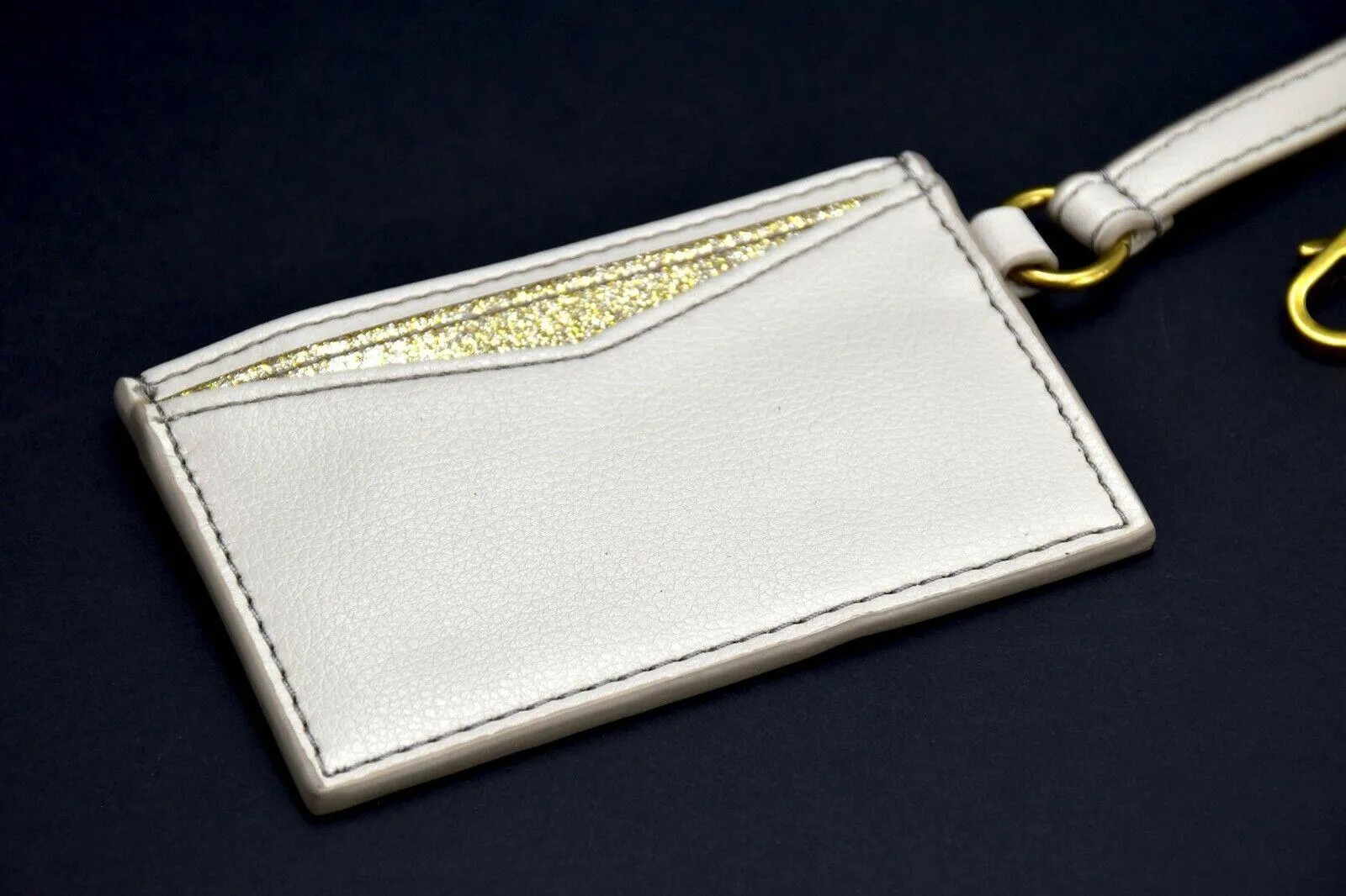 Fossil Womens Leather Card Case Wristlet Wallet Winter White
