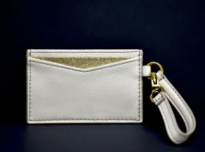 Fossil Womens Leather Card Case Wristlet Wallet Winter White
