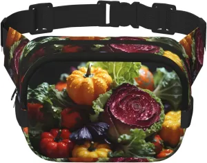 Fresh Cabbage Printed sports waist bag, large capacity storage messenger bag, unisex travel sports essential