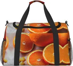 Fresh Orange Fruit Travel Tote Bag â€“ Large Reusable Shopping Bag, Vacation Tote, Sports Duffel Bag with Adjustable Crossbody Strap