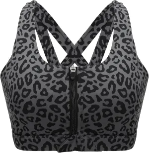 Front Zipper Sports Bras for Women High Impact Workout Bra Tops Padded Criss-Cross Back Yoga Training Running Bras