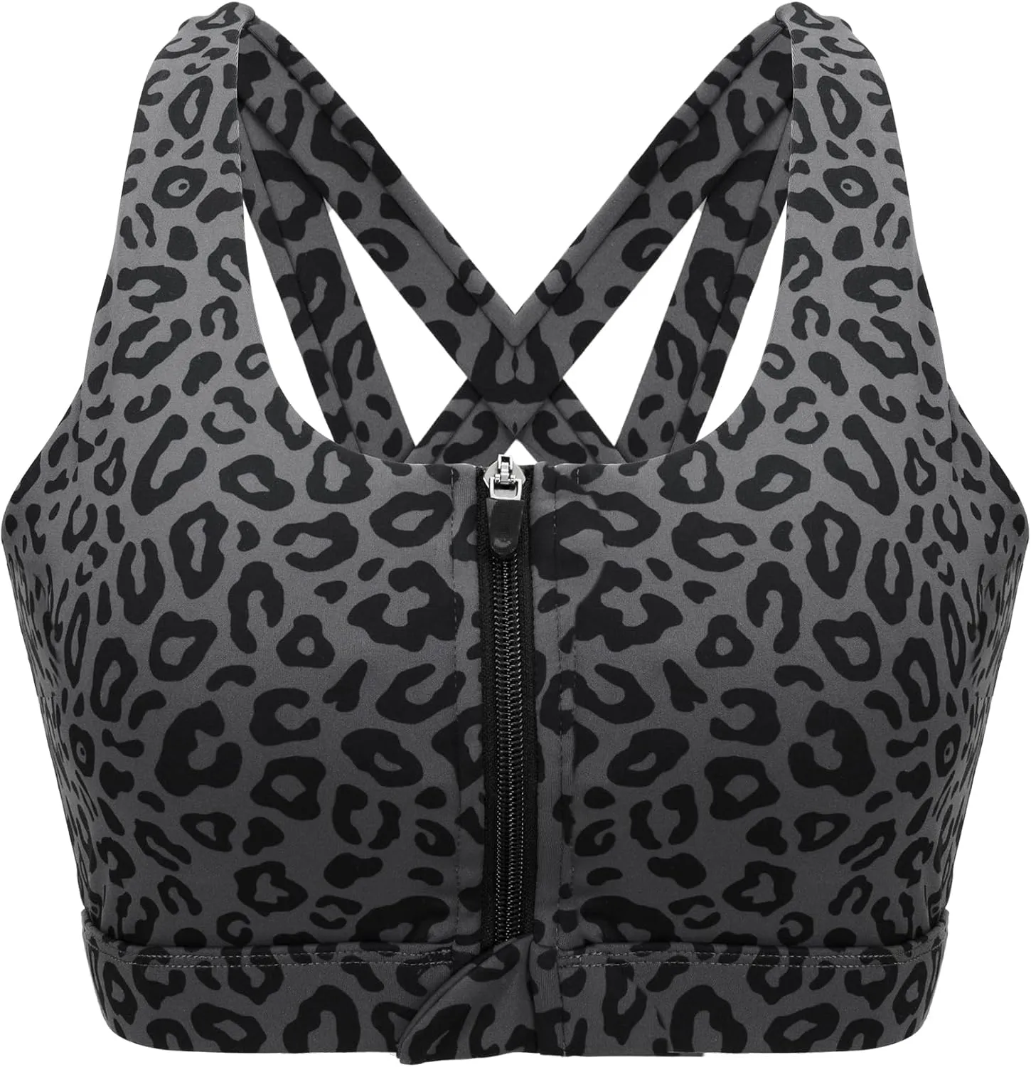 Front Zipper Sports Bras for Women High Impact Workout Bra Tops Padded Criss-Cross Back Yoga Training Running Bras