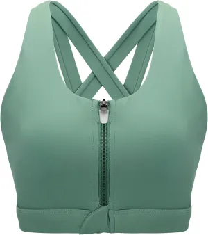 Front Zipper Sports Bras for Women High Impact Workout Bra Tops Padded Criss-Cross Back Yoga Training Running Bras