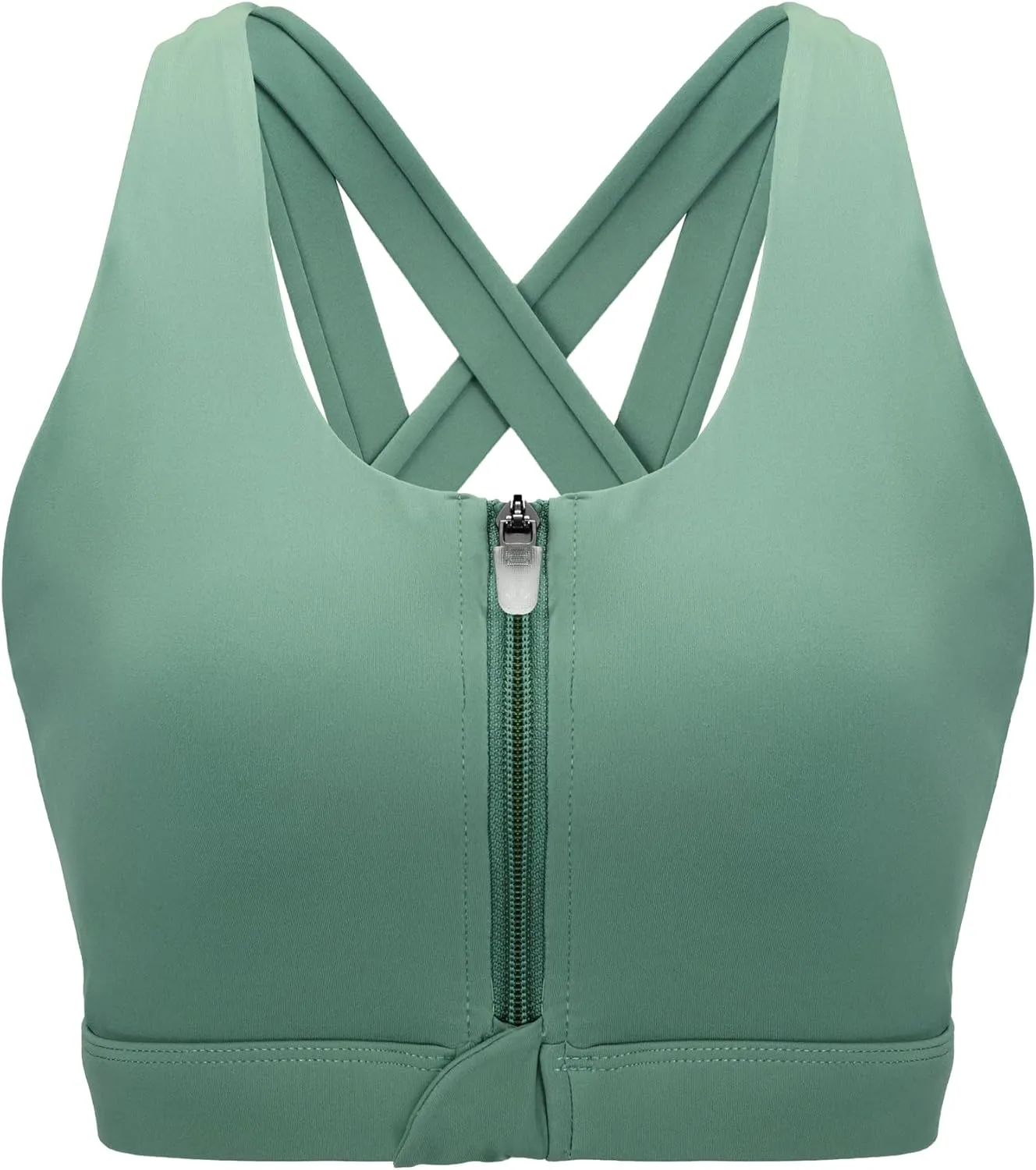 Front Zipper Sports Bras for Women High Impact Workout Bra Tops Padded Criss-Cross Back Yoga Training Running Bras