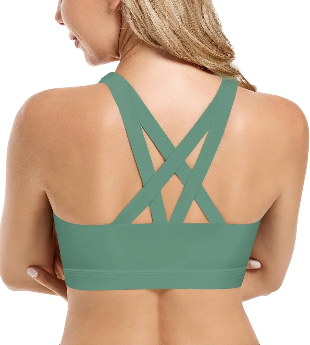 Front Zipper Sports Bras for Women High Impact Workout Bra Tops Padded Criss-Cross Back Yoga Training Running Bras
