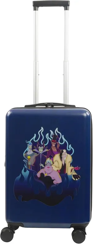 FUL Disney Villains 22.5 Inch Carry-On Luggage, Hardshell Rolling Suitcase with Spinner Wheels, Blue
