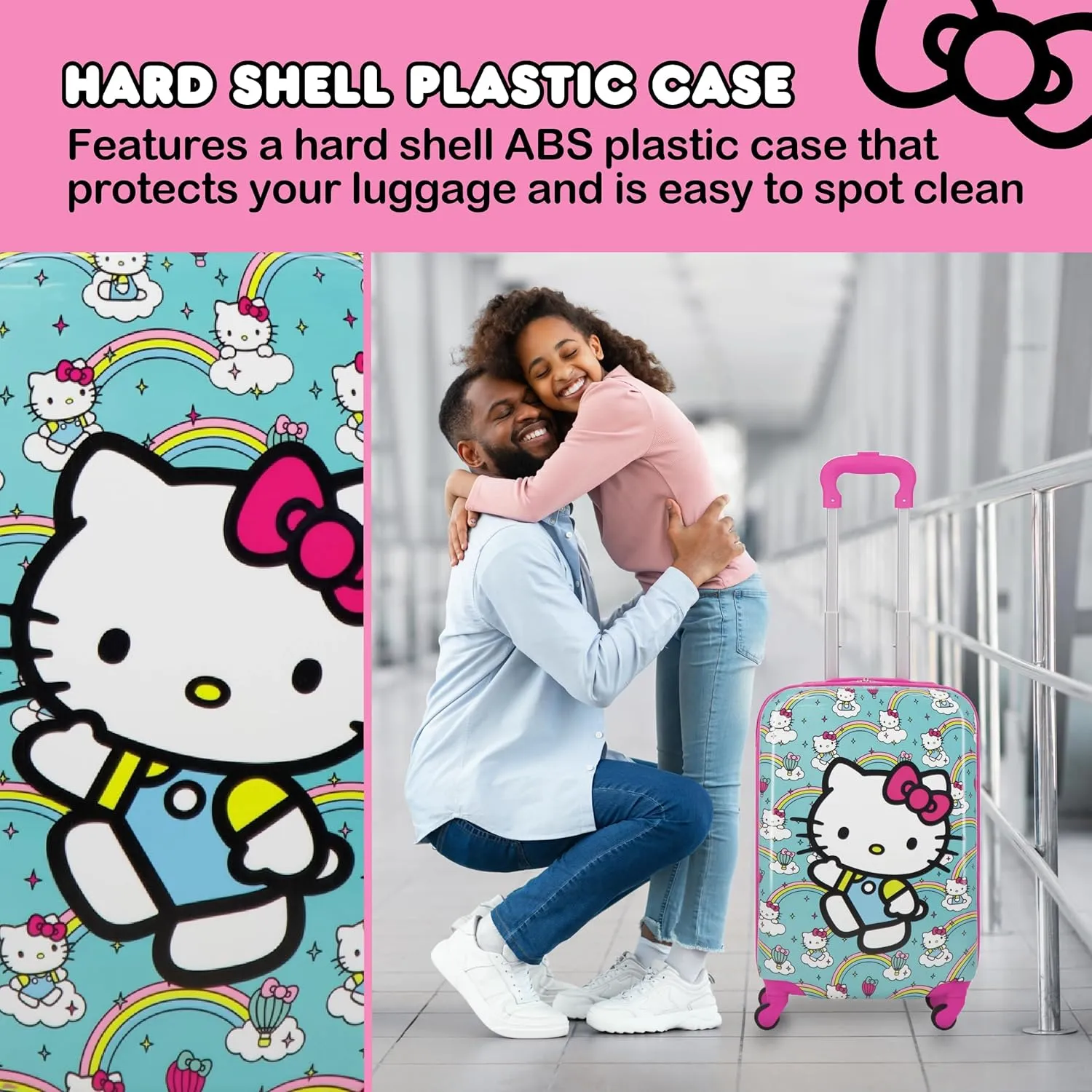 FUL Unisex Kid's Hello Kitty 21 Inch Carry On Luggage, Hardshell Rolling Suitcase with Spinner Wheels, Multi