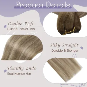 Full Shine 24 Inch Hair Extensions Real Human Hair Weft Hair Extensions and Long Hair Extension Storage Bag With Hair Extension