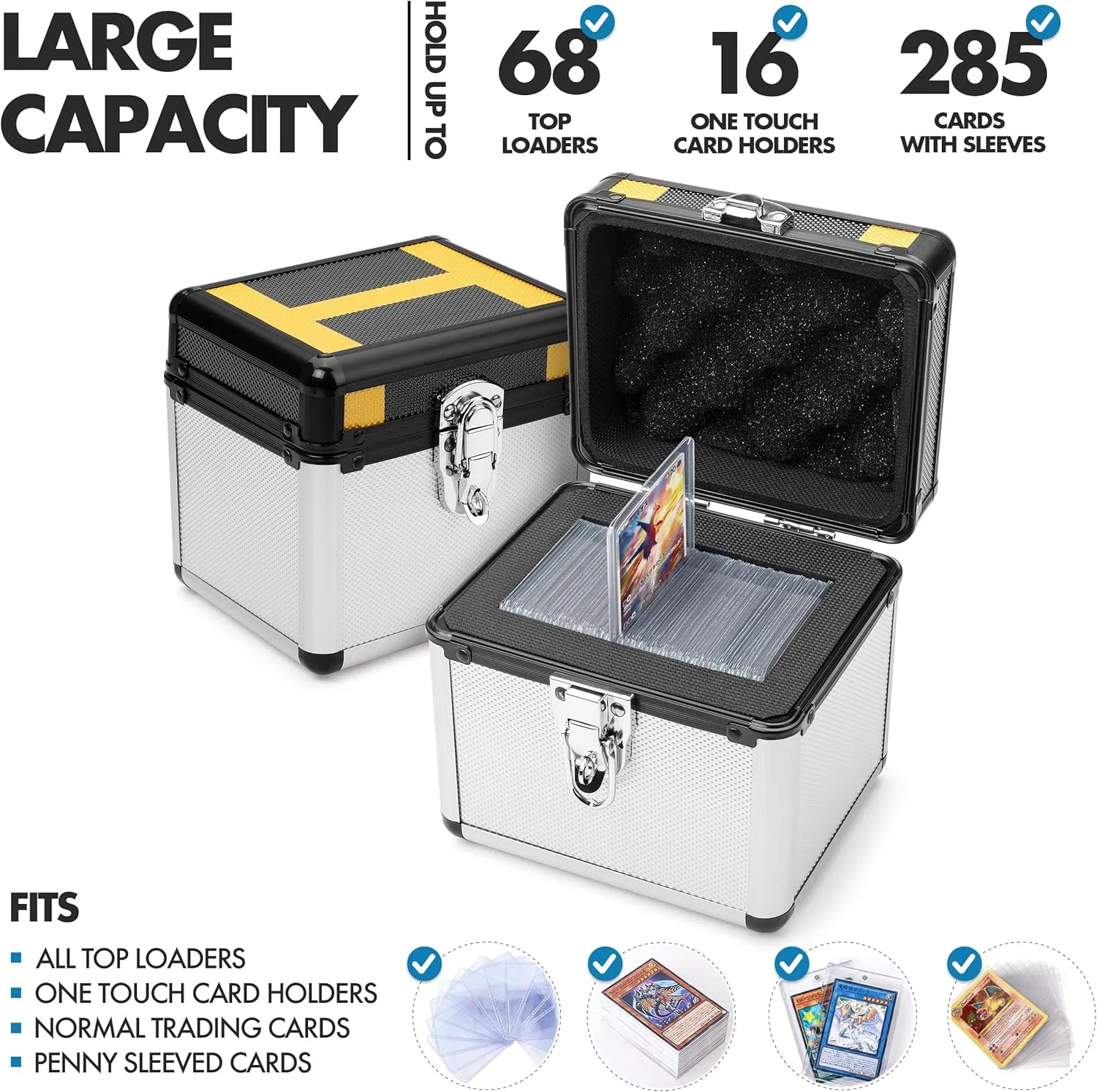 FunGuys Toploader Storage Box, Sports Card Storage Case, Top Loader Card Storage, Top Loader Storage Boxes, Trading Card Case Holds 70  Card, One Touch Card Holder