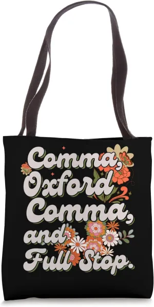 funny Grammar Nerd, groovy Oxford comma grammar student Tote Bag