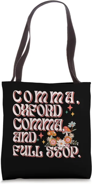 funny Grammar Nerd, groovy Oxford comma grammar student Tote Bag