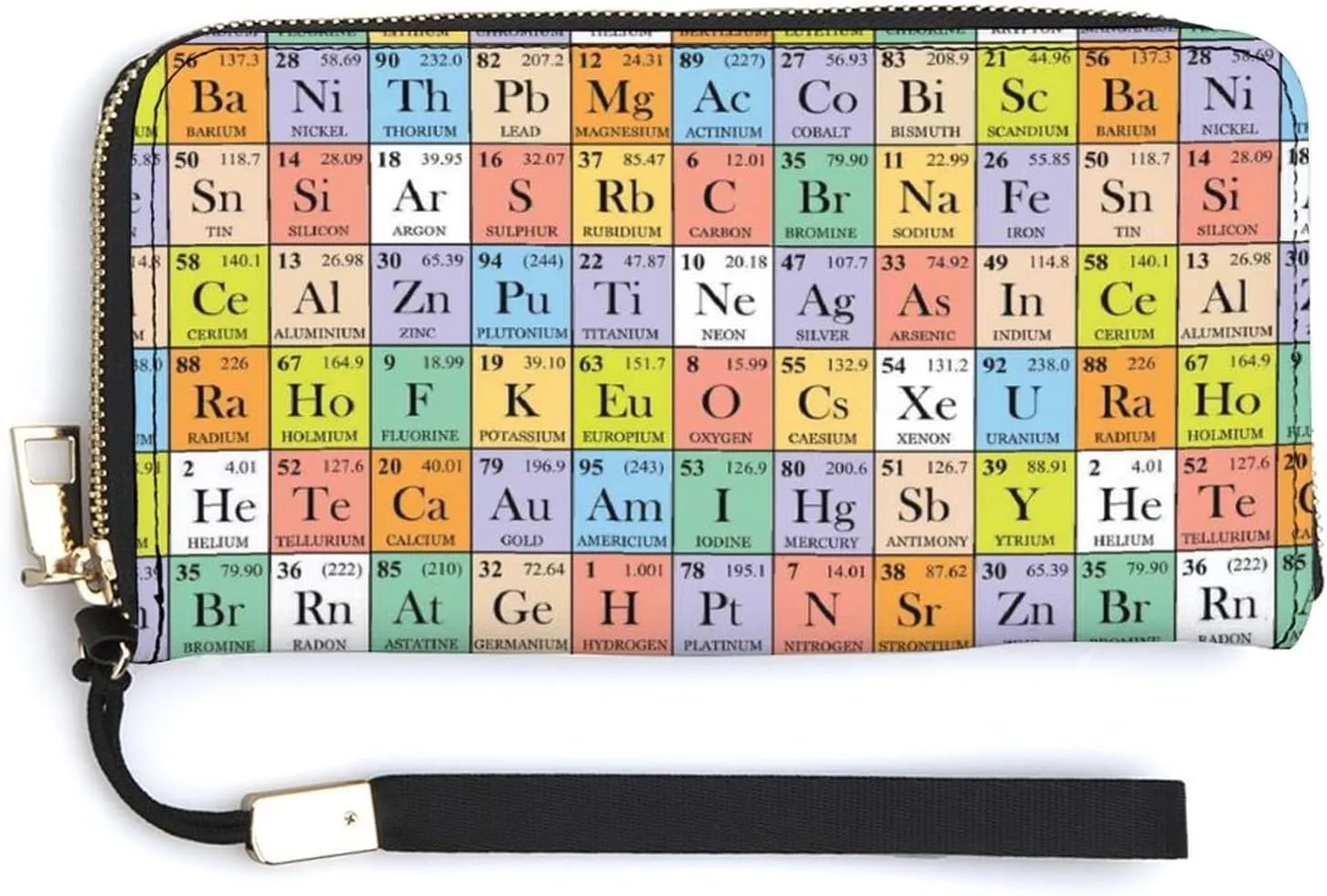 FunnyStar Abstract Periodic Table Women's Long RFID Hand Wallet Wristlet Clutch Purse PU Leather Handbag with Wrist Strap