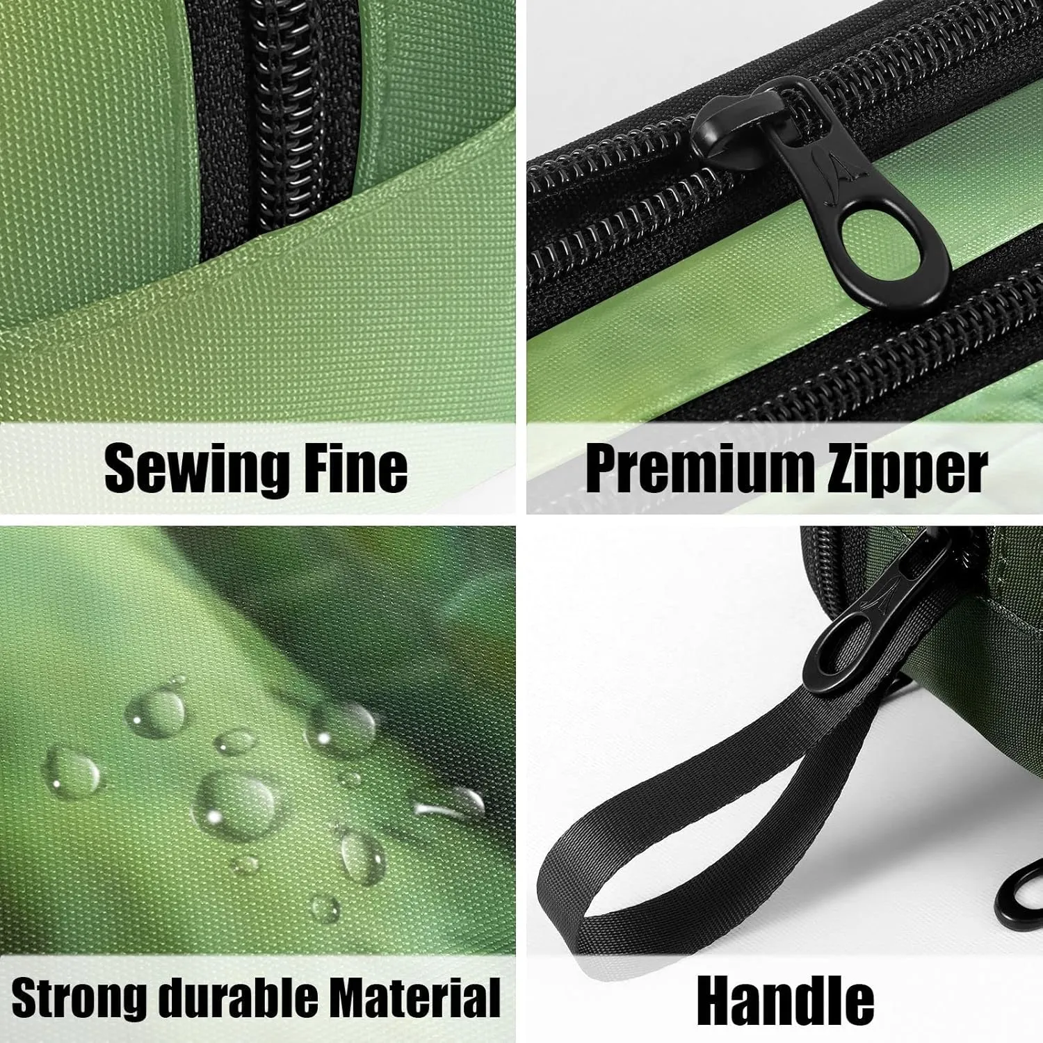 Fustylead Green Snake Large Pencil Case, Minimalist Portable Stationery Bag Cosmetics Bag with Handle for Middle High College School Office Travel