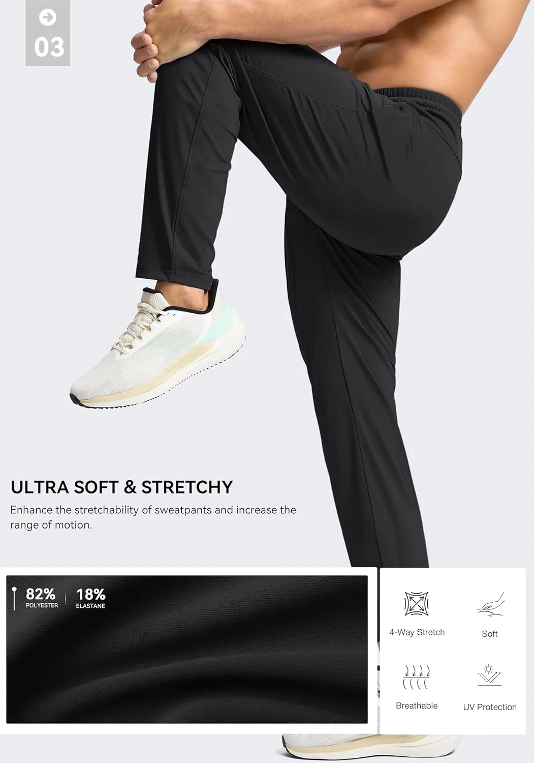 G Gradual Men's 30"/32"/34"/36" Inseam Tall Sweatpants with Zipper Pockets Stretch Long Joggers Athletic Workout Pants Men