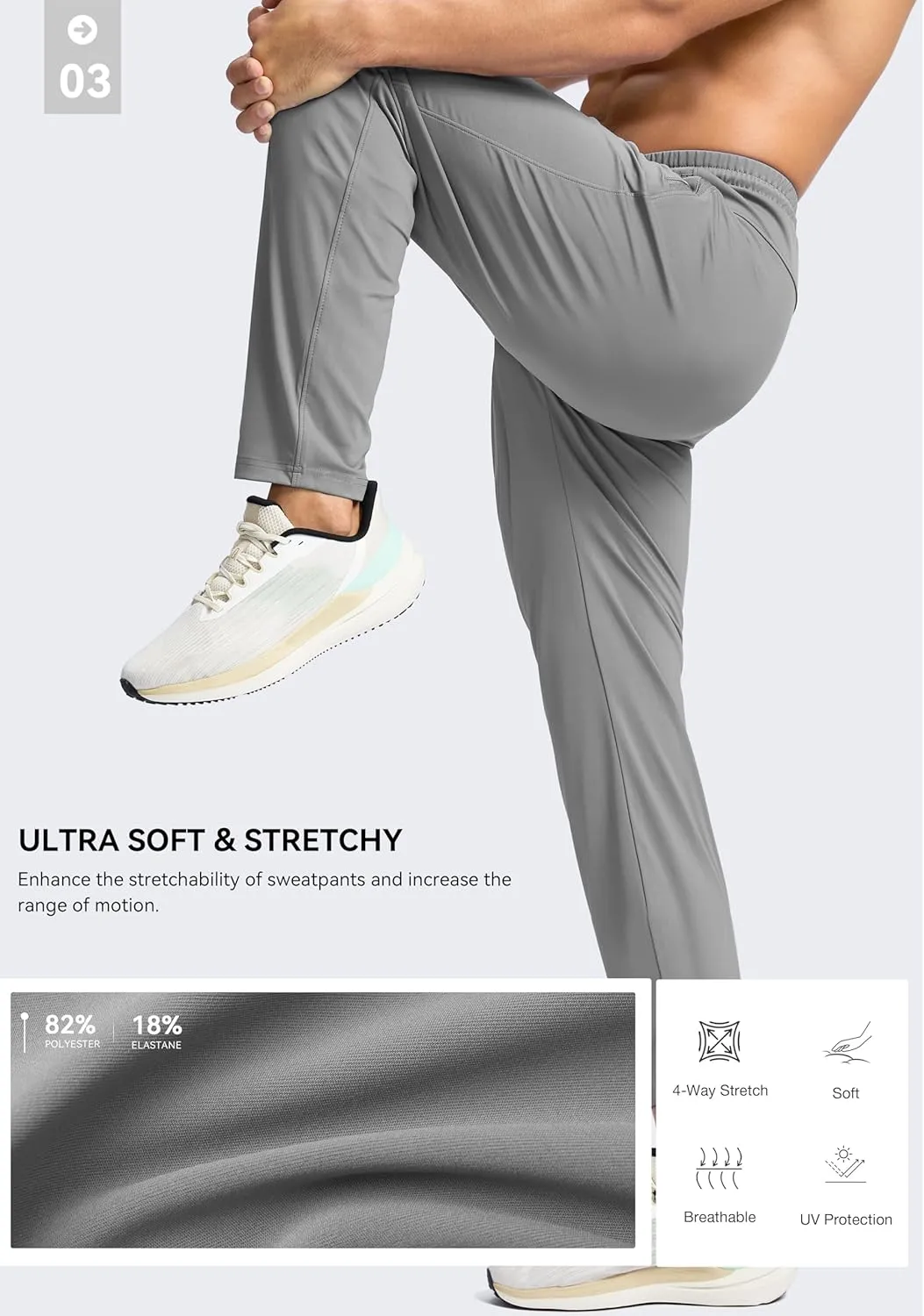 G Gradual Men's 30"/32"/34"/36" Inseam Tall Sweatpants with Zipper Pockets Stretch Long Joggers Athletic Workout Pants Men