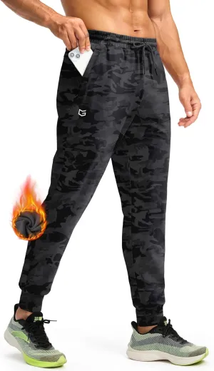 G Gradual Men's Fleece Joggers with Zipper Pockets Winter Warm Pants Water Resistant Athletic Workout Gym Sweatpants for Men