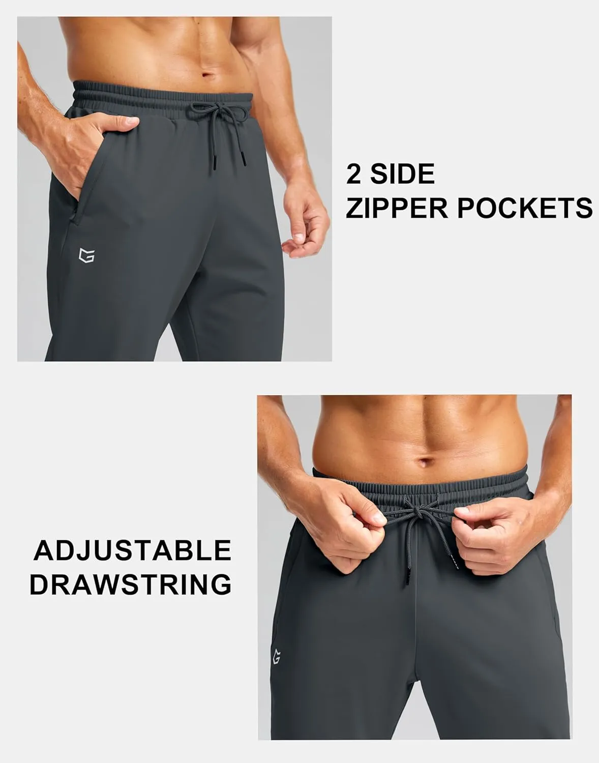 G Gradual Men's Fleece Joggers with Zipper Pockets Winter Warm Pants Water Resistant Athletic Workout Gym Sweatpants for Men