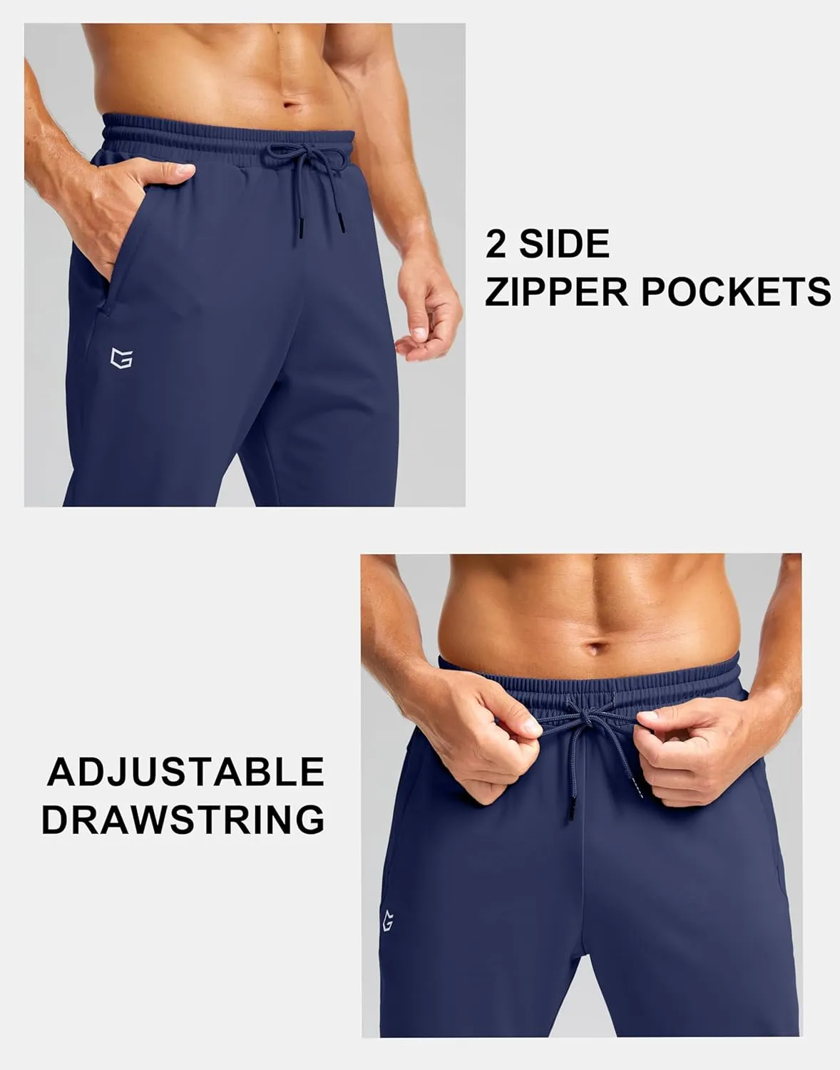 G Gradual Men's Fleece Joggers with Zipper Pockets Winter Warm Pants Water Resistant Athletic Workout Gym Sweatpants for Men