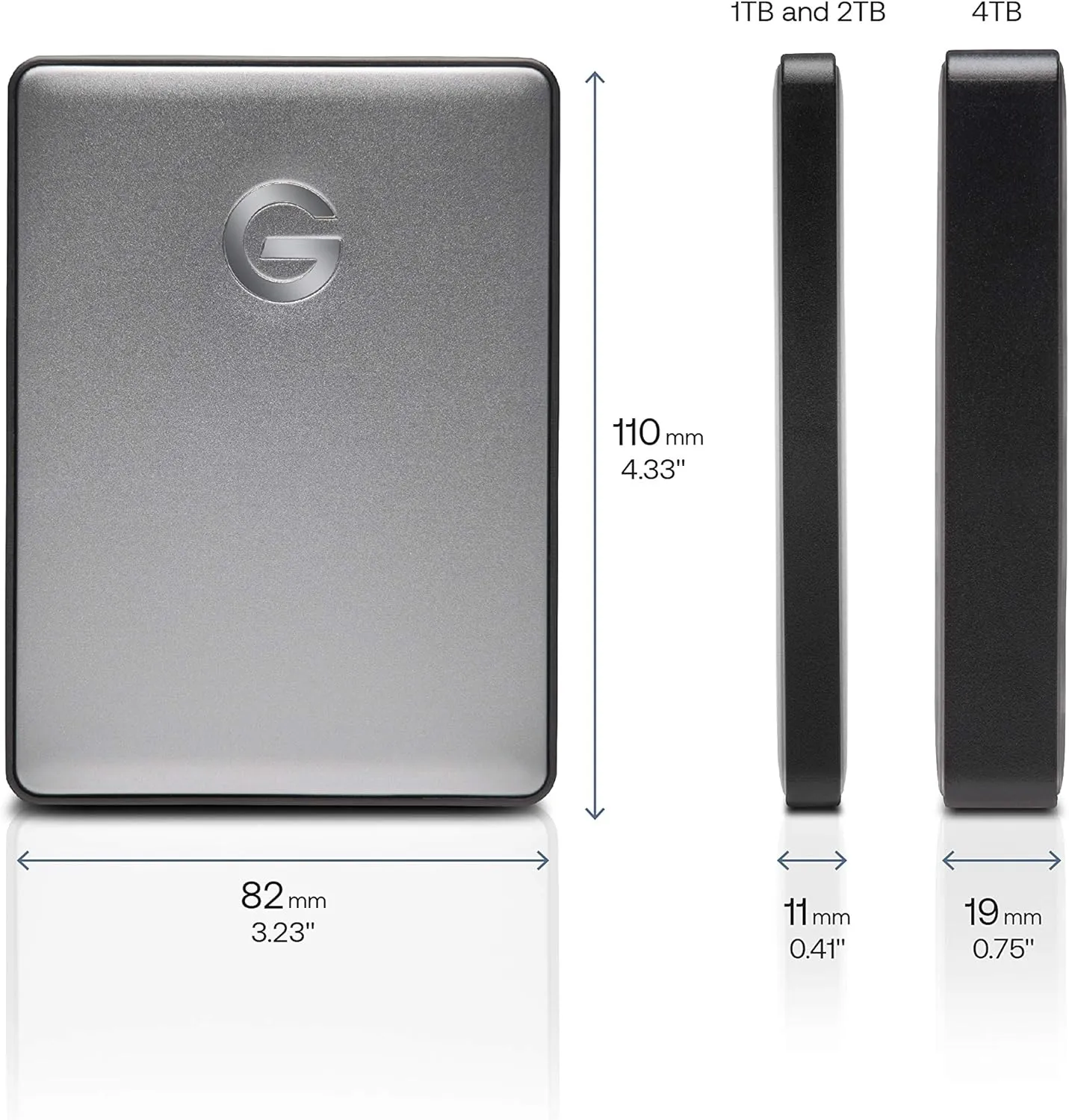 G-Technology 1TB G-DRIVE Mobile USB-C (USB 3.1) Portable External Hard Drive, Space Gray - 0G10265