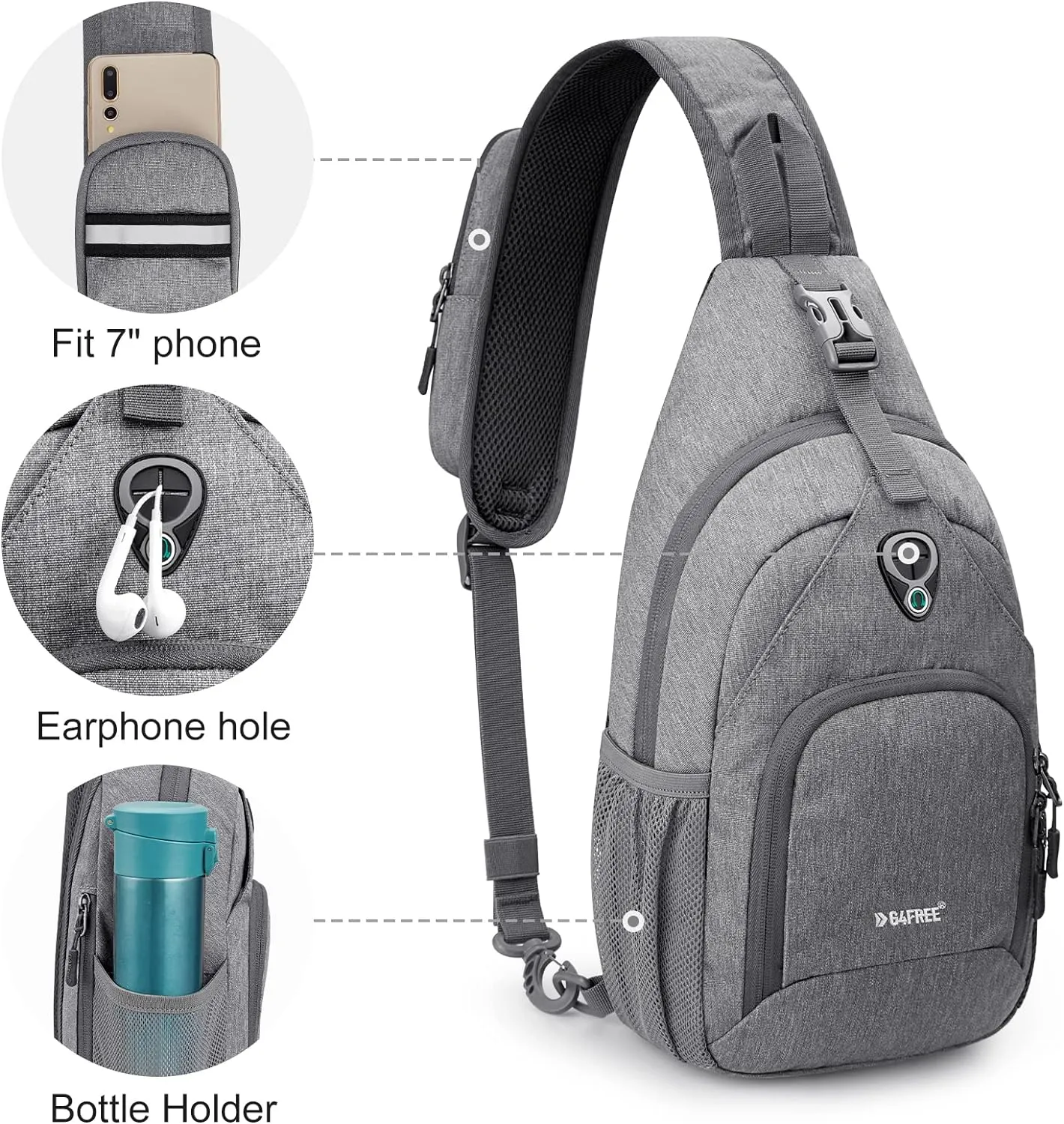 G4Free RFID Sling Bag Crossbody Backpack Small Chest Shoulder Bag Hiking Outdoor