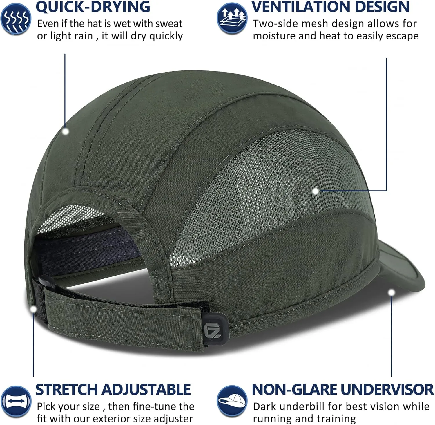 GADIEMKENSD Quick Dry Run Hat Cooling Breathable Mesh