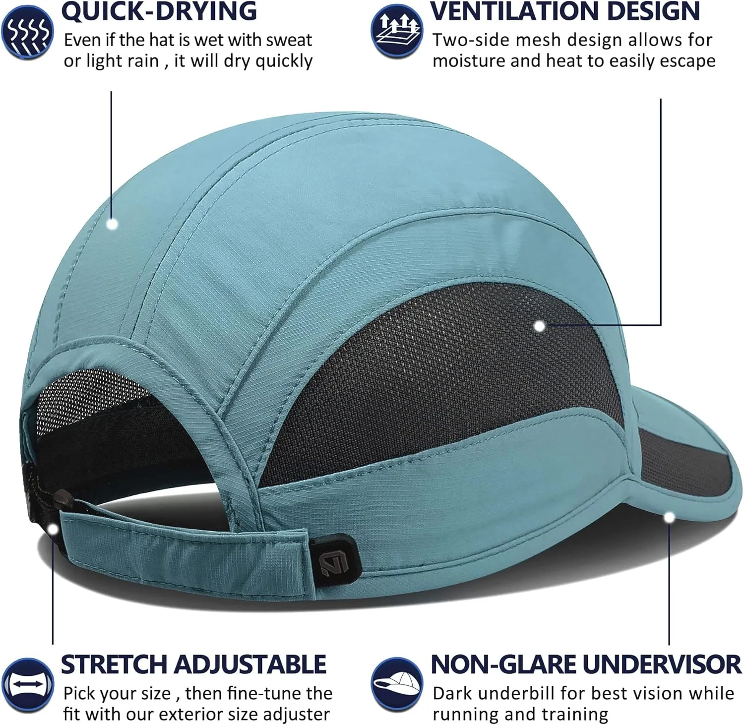 GADIEMKENSD Quick Dry Run Hat Cooling Breathable Mesh