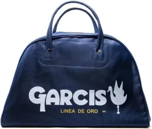 Garcis Retro Nylon Sports Duffle Bag in Navy Blue – Semi-Rigid Handheld Travel Bag for Men, Women, and All Genders, 45 cm x 28 cm, Lightweight & Durable