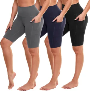 GAYHAY Biker Shorts for Women with Pockets - 8"/5"/3" Booty High Waisted Black Spandex Volleyball Short for Workout Yoga