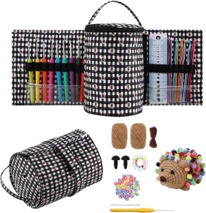 Geerlaqaly small yarn bag, portable detachable split style grid storage bucket bag,carried by hand,with DIY materials,black
