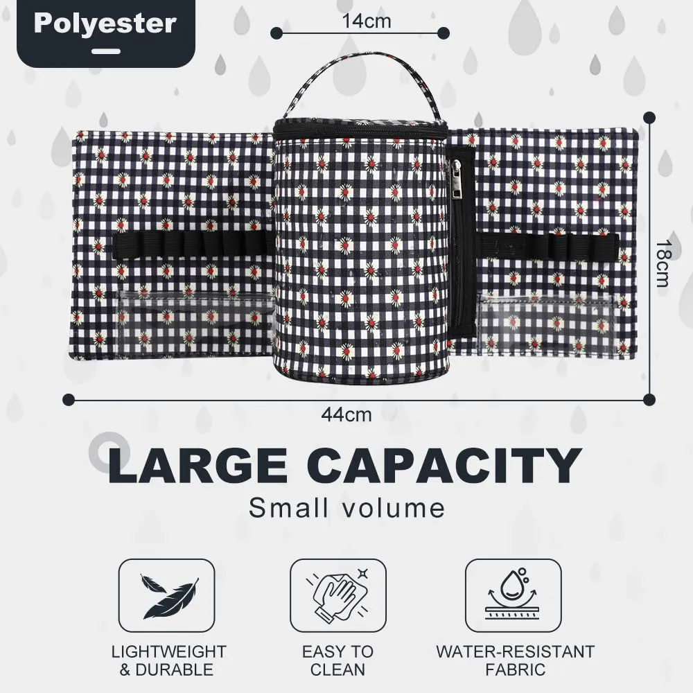 Geerlaqaly small yarn bag, portable detachable split style grid storage bucket bag,carried by hand,with DIY materials,black