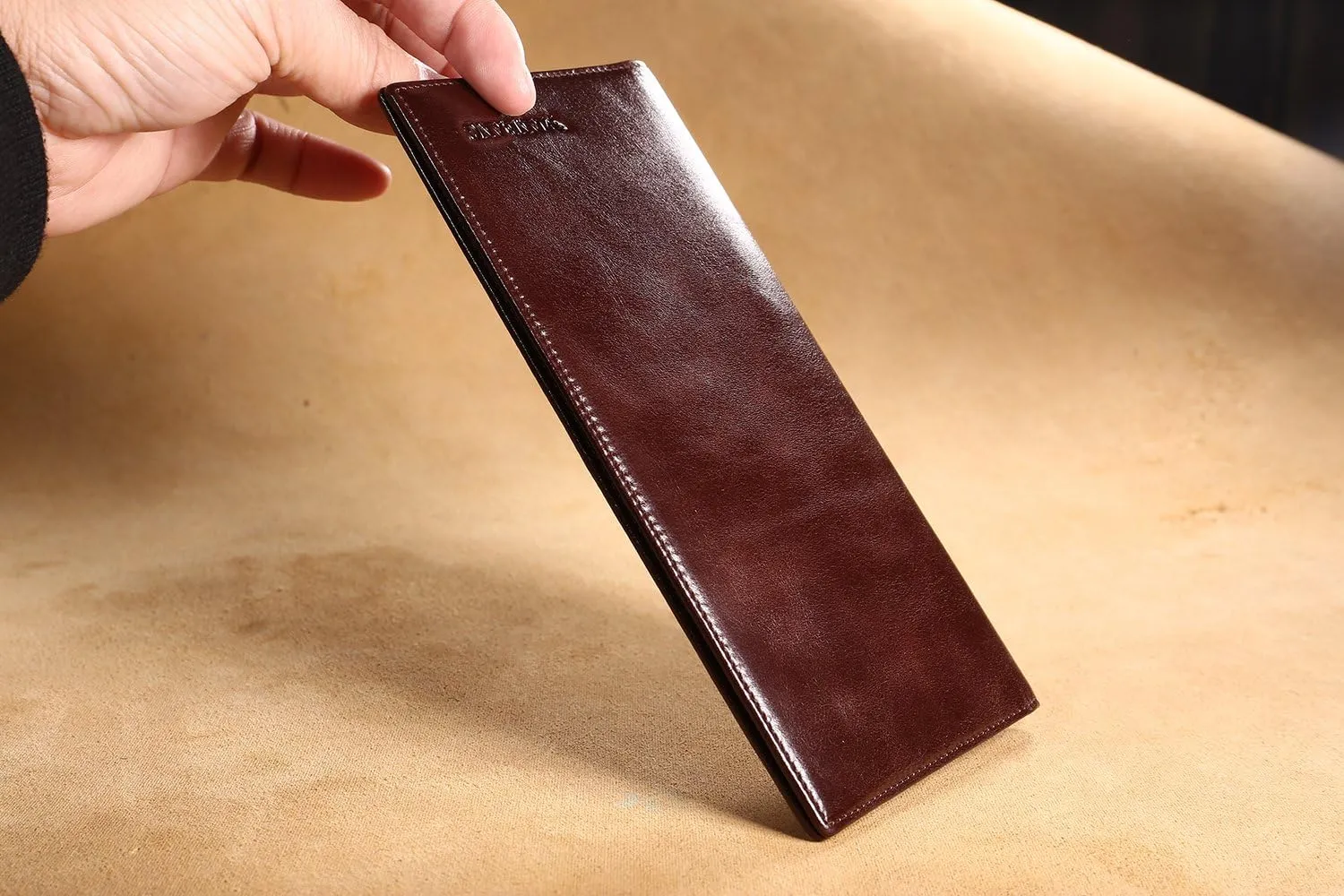 Genuine Italian Leather Handbag Organizer Card Case Long Bifold Wallet