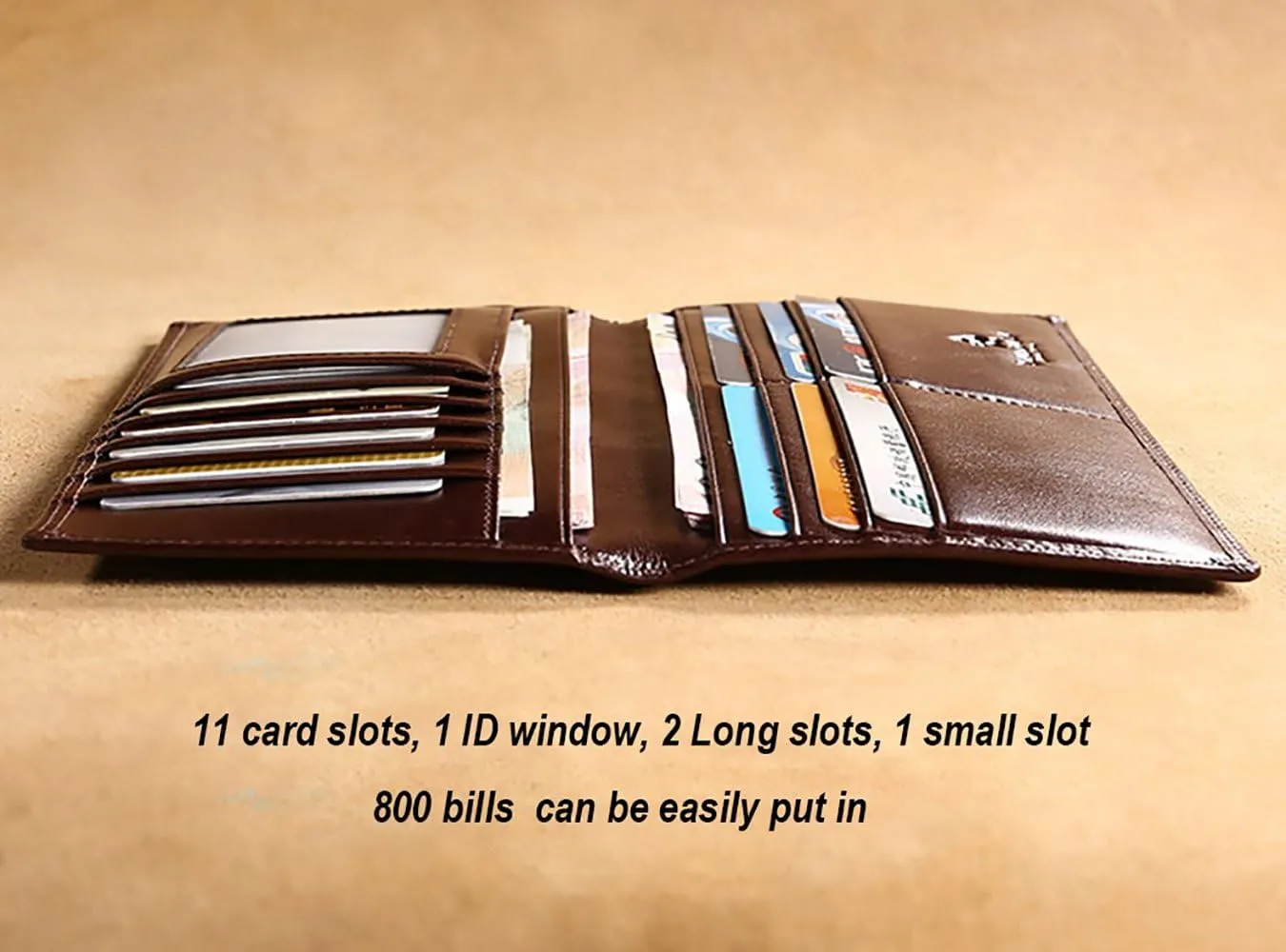 Genuine Italian Leather Handbag Organizer Card Case Long Bifold Wallet