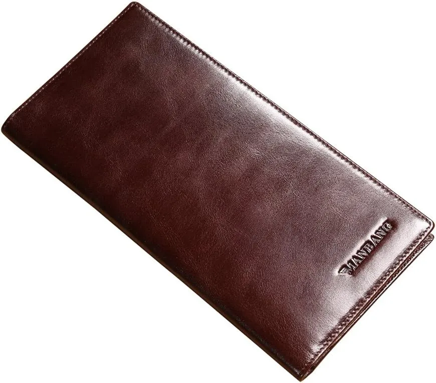 Genuine Italian Leather Handbag Organizer Card Case Long Bifold Wallet