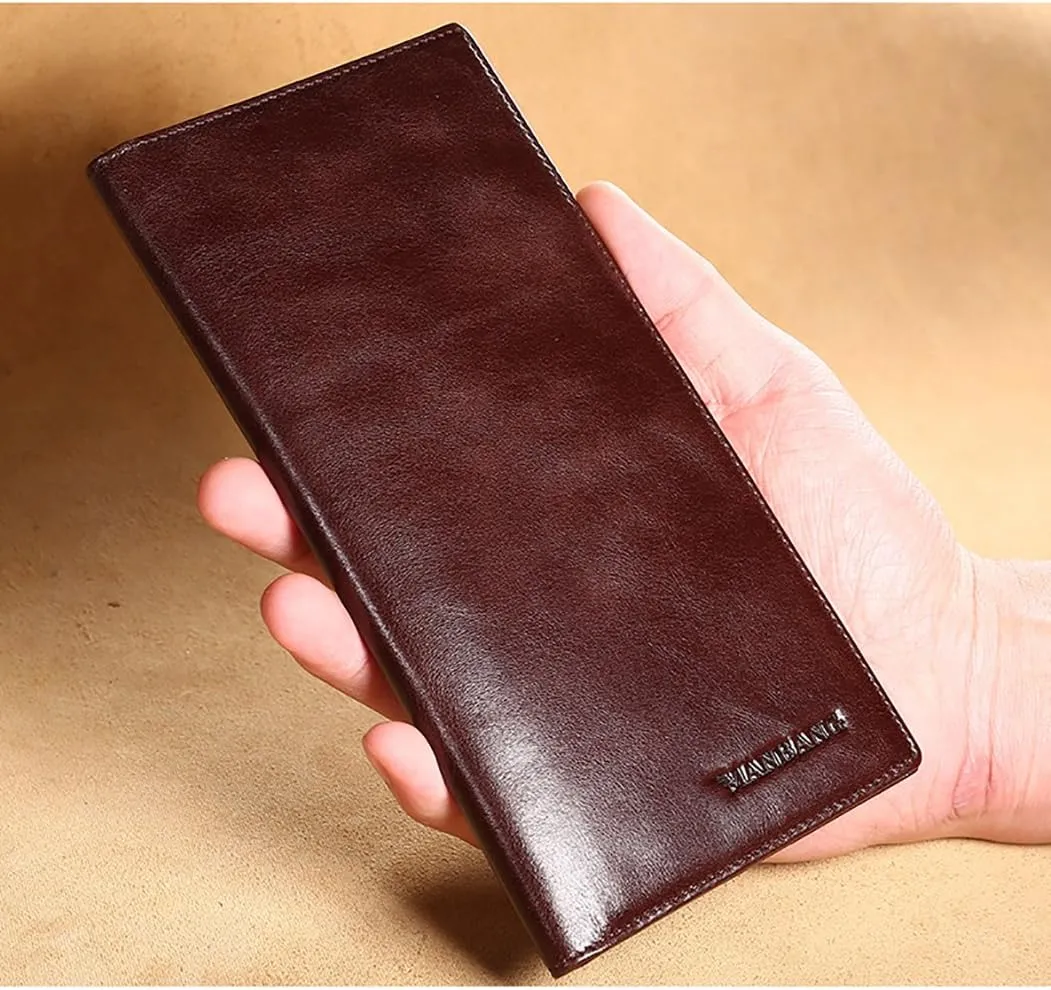 Genuine Italian Leather Handbag Organizer Card Case Long Bifold Wallet