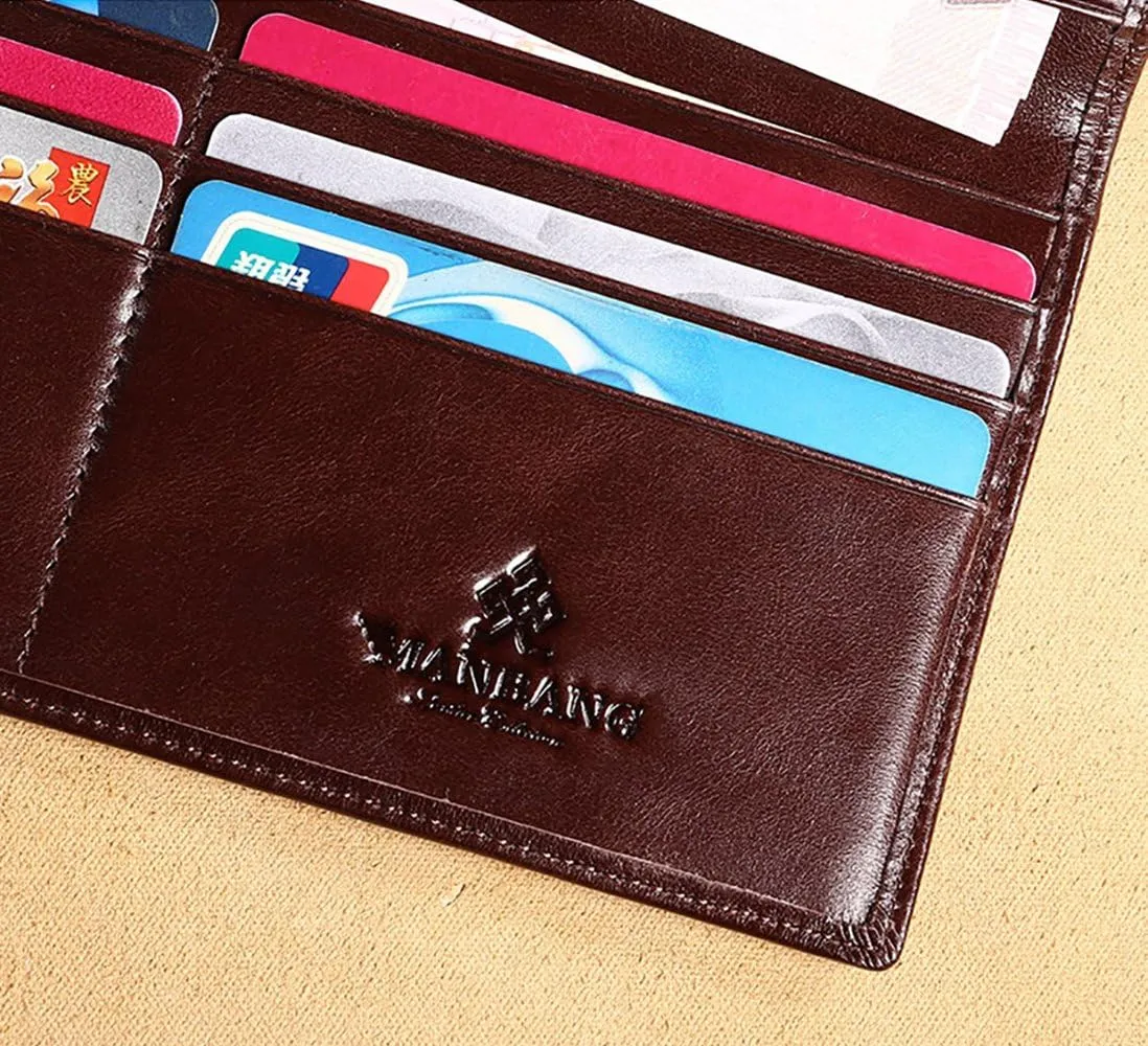 Genuine Italian Leather Handbag Organizer Card Case Long Bifold Wallet