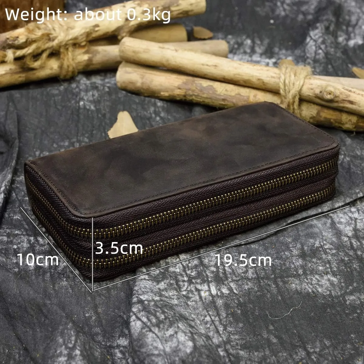 Genuine Leather Long Wallet for Men, Large Capacity Purse Clutch Bag Handbag Checkbook Cash Credit Cards Phone Holder