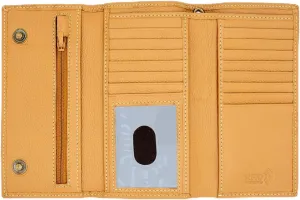 Genuine Leather Long Wallet for Men, Trifold & Checkbook, RFID Blocking, Multiple Card Slots, Zipper Coin Pocket - Design in the U.S.A (J212C-HO, Caramel)