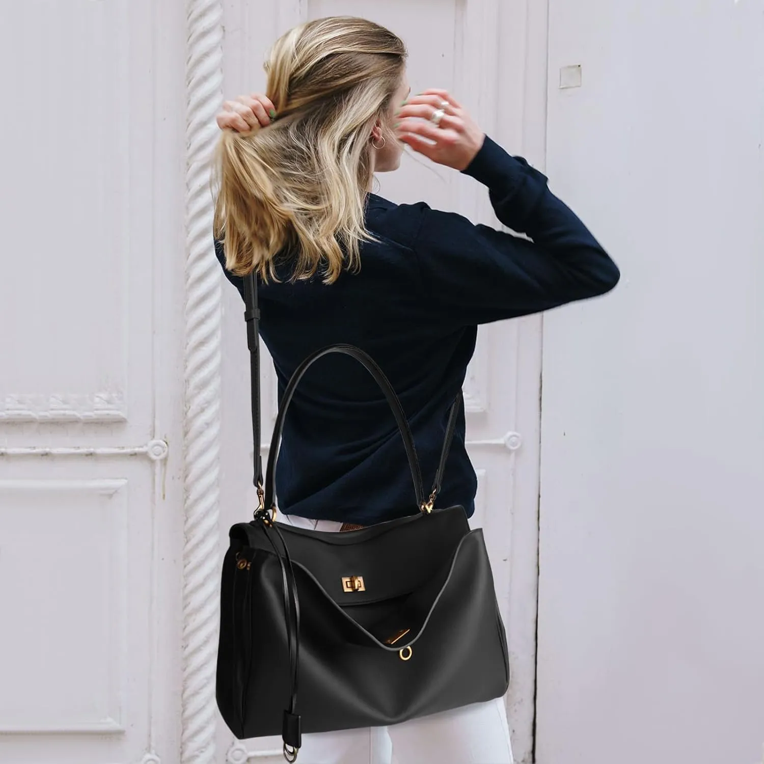 Genuine Leather Tote Bag for Women: Soft Leather Shoulder Handbags for Ladies - Large Satchel Purse for Travel Work
