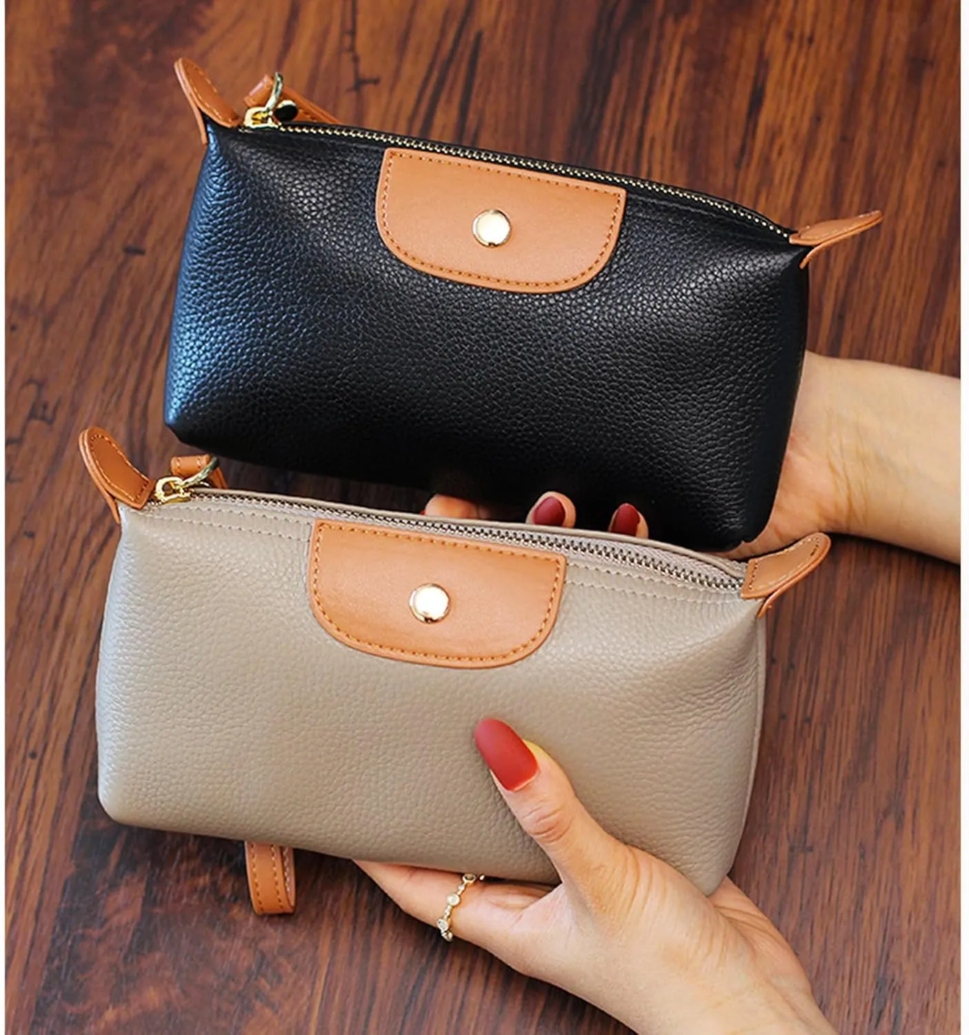 Genuine Leather Wristlet Clutch Wallet Purses for Women Evening Bag Small Phone Purses with Card Slots