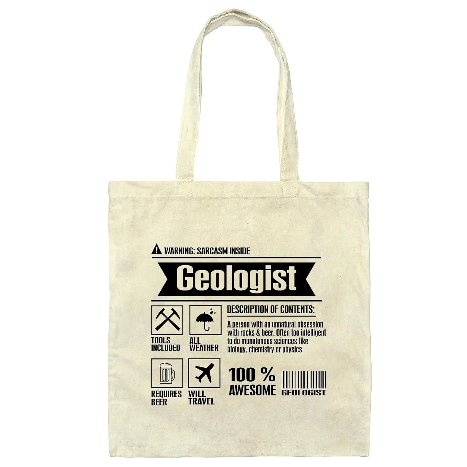 Geology Student Funny Gift Design Natural White Multicolor Canvas Tote Bag