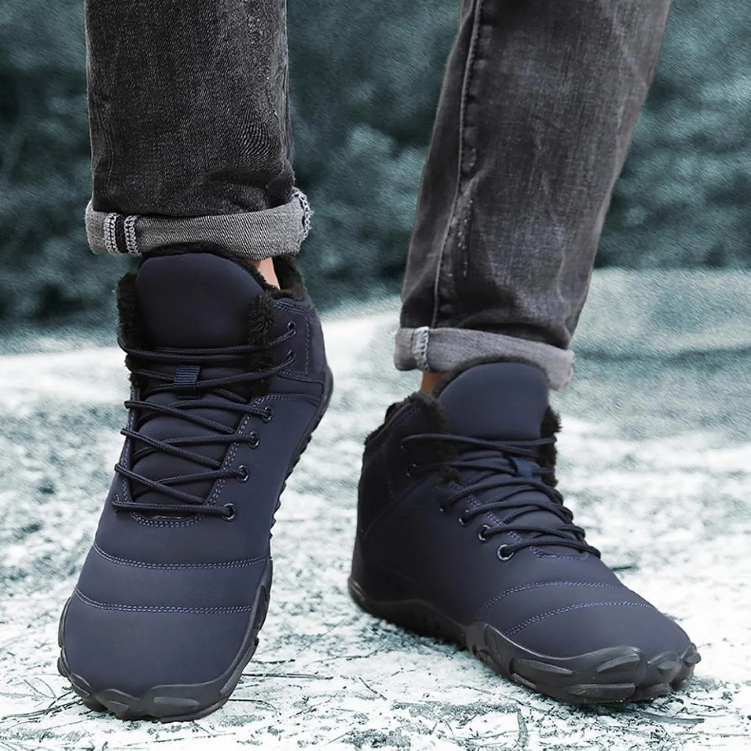 Glacia Barefoot Shoes Winter for Women Men, Wide Toe Box Minimalist Waterproof Hiking Warm Snow Boots Sneakers