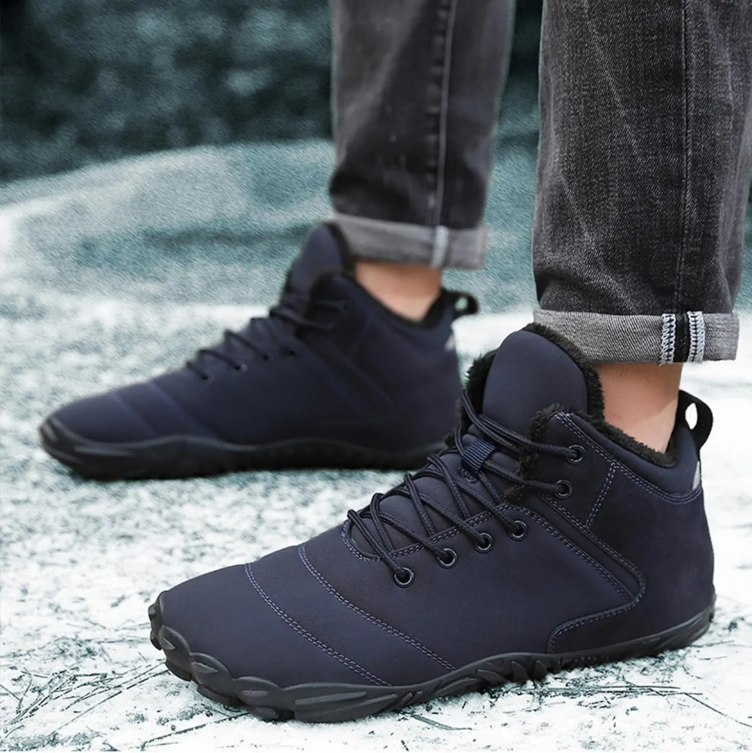 Glacia Barefoot Shoes Winter for Women Men, Wide Toe Box Minimalist Waterproof Hiking Warm Snow Boots Sneakers