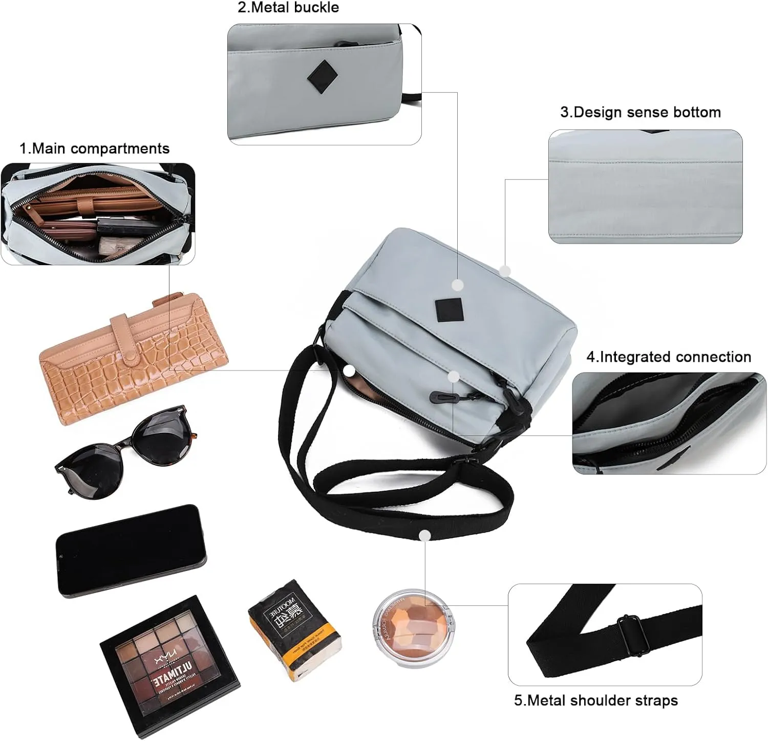 Gladdon Small Crossbody Bags for Women Shoulder Purses Nylon Cross Body Bag