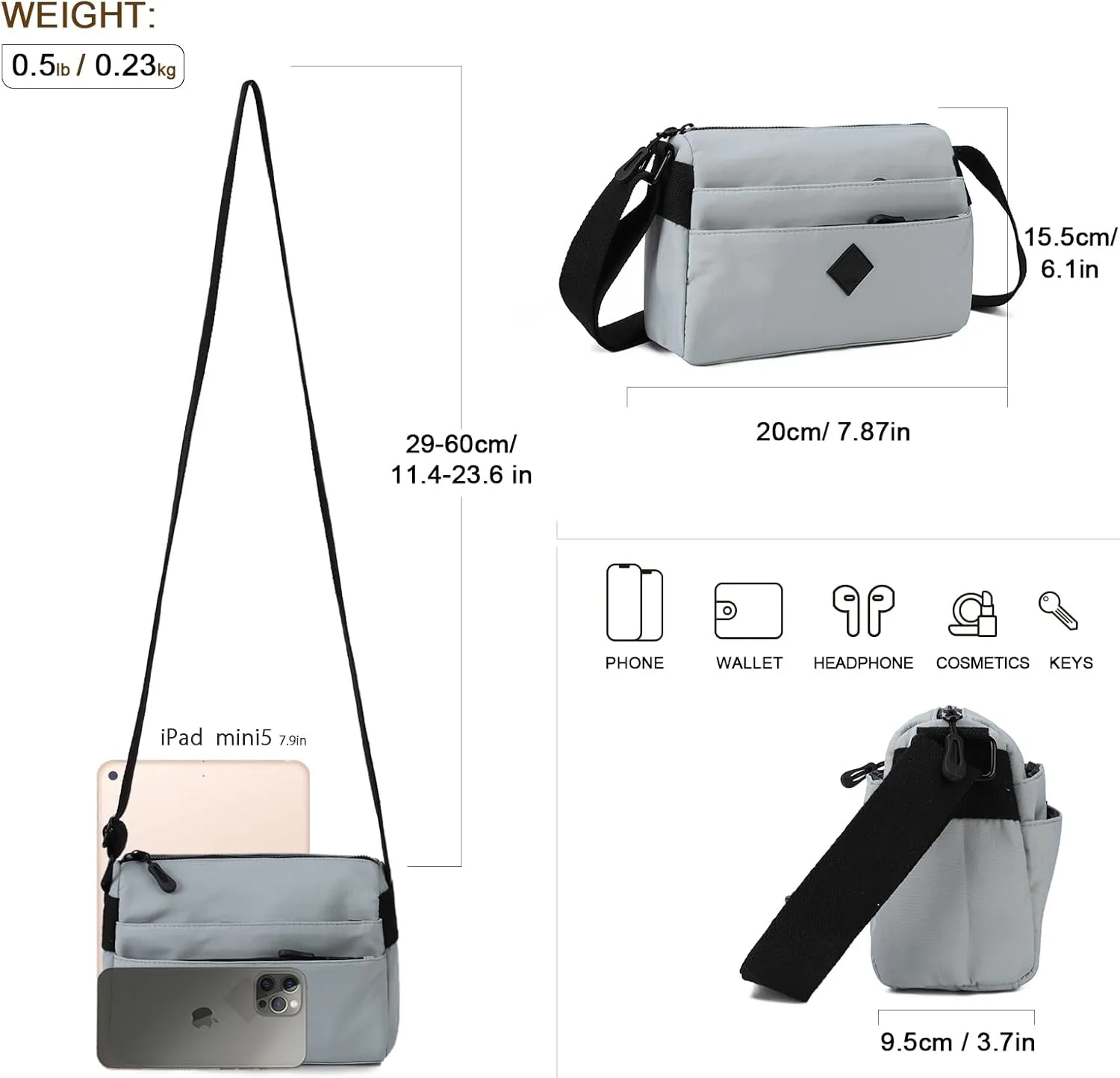 Gladdon Small Crossbody Bags for Women Shoulder Purses Nylon Cross Body Bag