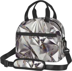 Glitter Abstract Diamond Crystal Pattern Print Versatile Lunch Bag For Women, Men Insulated Lunch Box - Cooler Bag Work Travel