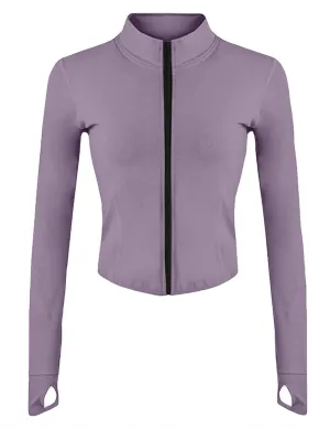 Gnveub Women’s Sports Running Jacket Slim Fit Stretchy Full Zip Athletic Workout Lightweight Jacket with Thumb Holes